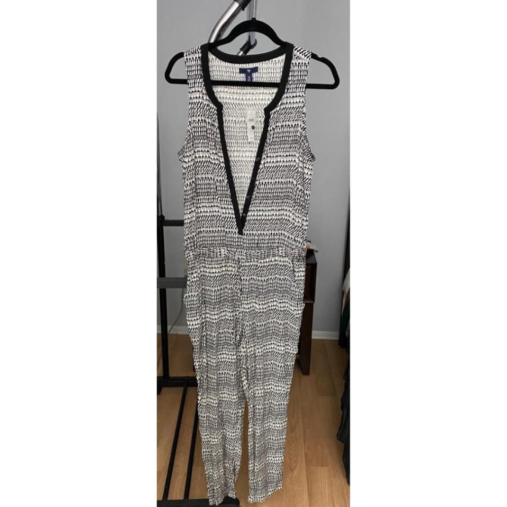GAP Factory White & Black Printed Jumpsuit